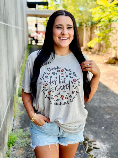Give Thanks Unto The Lord Leopard Marble Tee