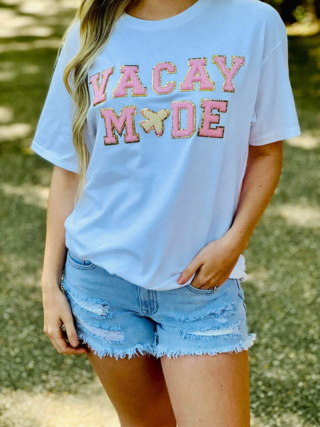Vacay Mode Chenille Airplane Patch Tee