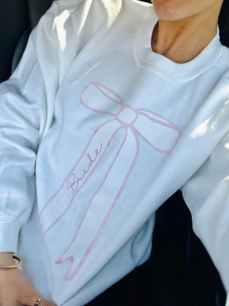 Pink Cursive Bride Bow Sweatshirt