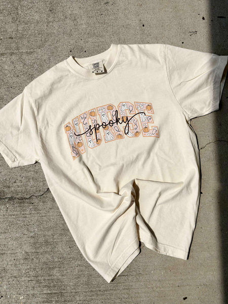 Spooky Cursive Pumpkin Ghost Custom Graphic Tee