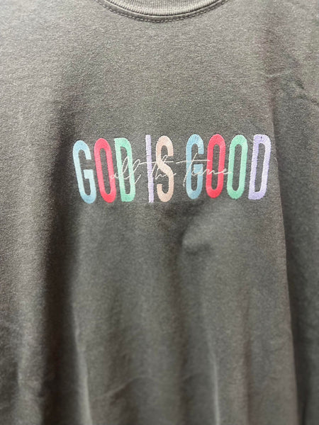 God Is Good Multi Colorful Embroidered Tee
