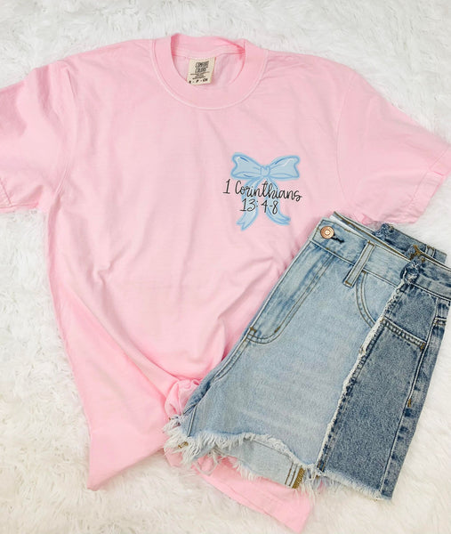 Love Is Hand drawn Coquette Bow FRONT AND BACK